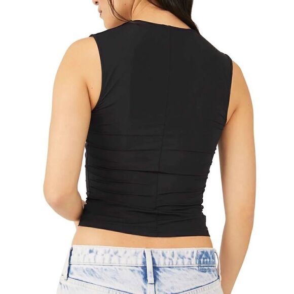 NWT Free People Black S Sleeveless Tank Nylon Second Skin Cami Seamless Sleek - Picture 2 of 6